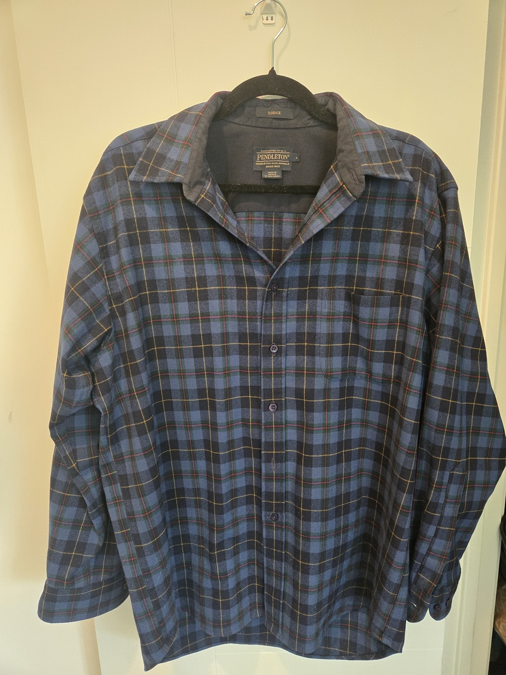 Pendleton Blue and Black Plaid Button-Down Shirt